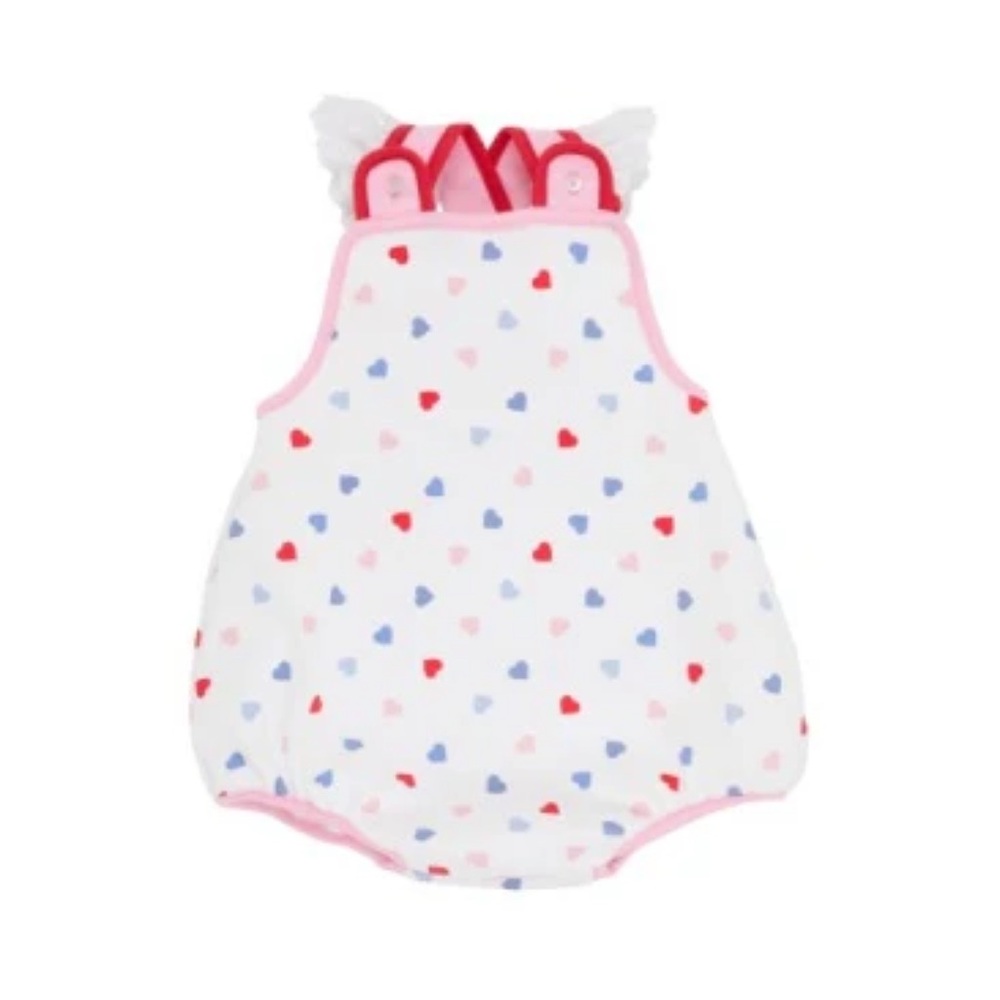 TBBC Saylor Sunsuit - Happy Hearts with Pier Party Pink and Richmond Red